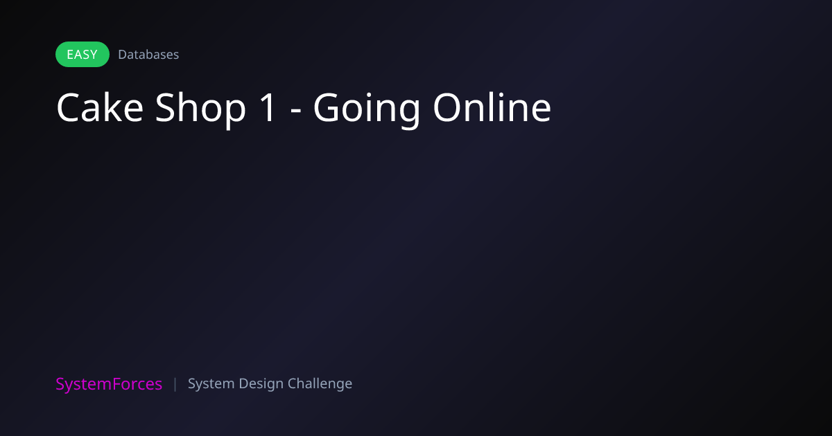 Cake Shop 1 - Going Online | Databases System Design Challenge ...